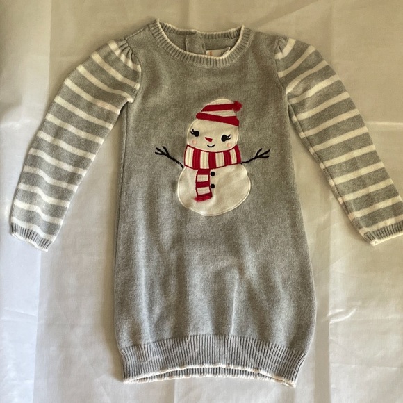 Gymboree Gray and White Snowman Sweater Dress - Picture 1 of 7